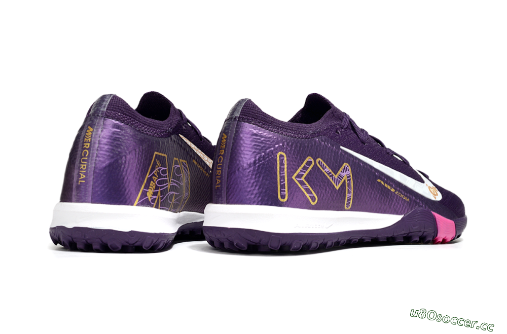 Kids Nike Air Zoom Mercurial Vapor 16 Elite TF Artificial Turf Low-Tops Football Shoes - Purple/White/Gold 5