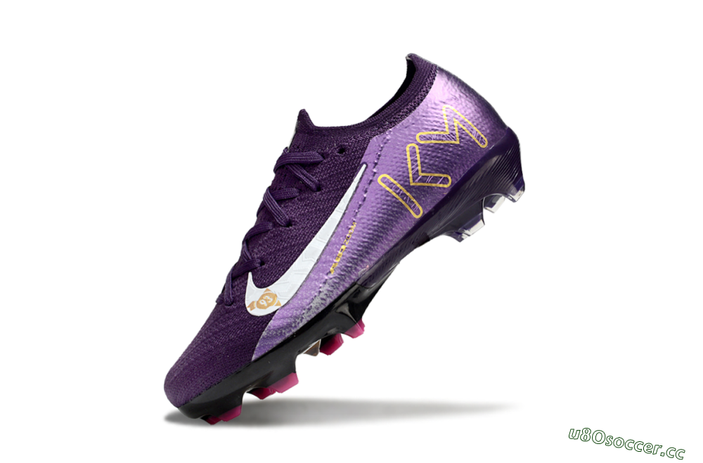 Kids Nike Air Zoom Mercurial Vapor 16 Elite FG Firm Ground Low-Tops Football Boots - Purple/White/Gold 4