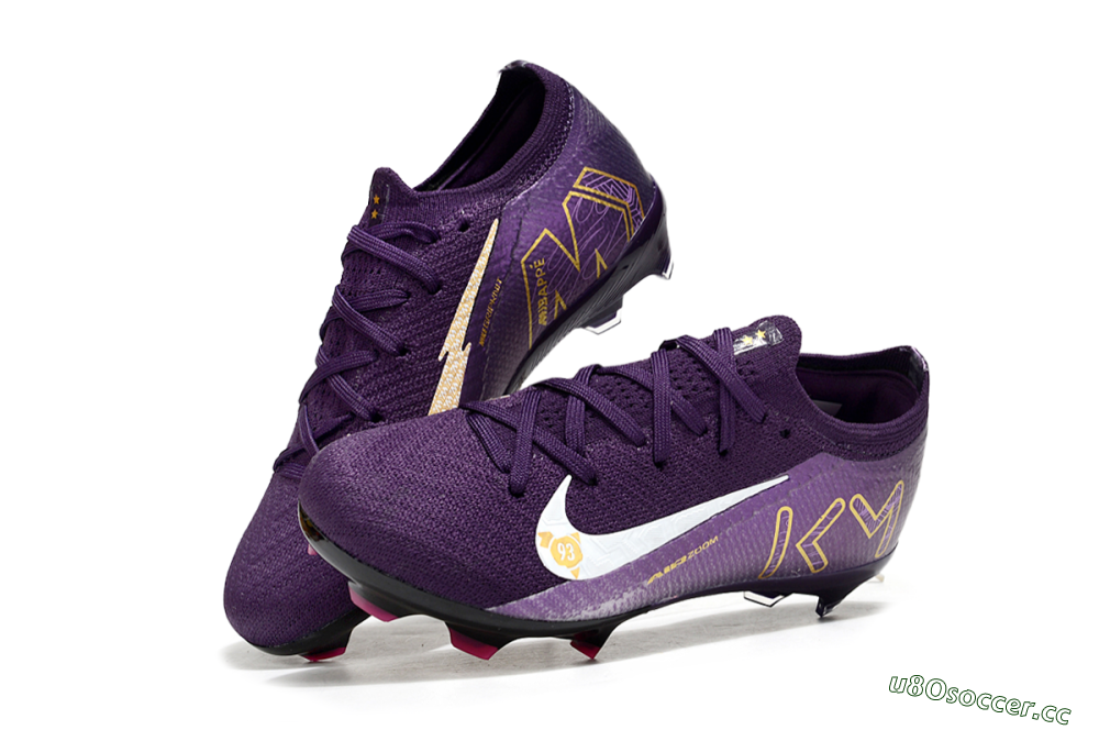Kids Nike Air Zoom Mercurial Vapor 16 Elite FG Firm Ground Low-Tops Football Boots - Purple/White/Gold 0