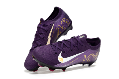 Kids Nike Air Zoom Mercurial Vapor 16 Elite FG Firm Ground Low-Tops Football Boots - Purple/White/Gold