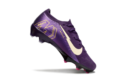 Kids Nike Air Zoom Mercurial Vapor 16 Elite FG Firm Ground Low-Tops Football Boots - Purple/White/Gold