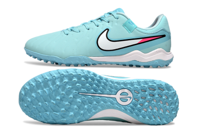 Men's Nike Tiempo Legend 10 Academy TF Artificial Turf Low-Tops Football Shoes - Jade/White/Pink