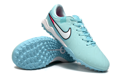 Men's Nike Tiempo Legend 10 Academy TF Artificial Turf Low-Tops Football Shoes - Jade/White/Pink