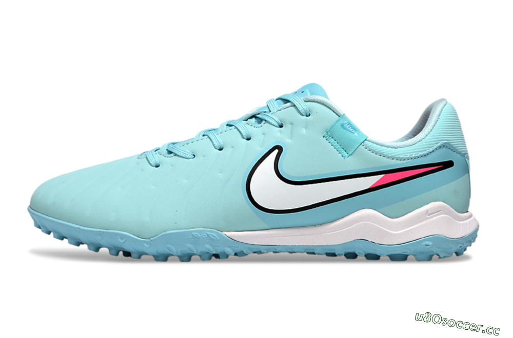 Men's Nike Tiempo Legend 10 Academy TF Artificial Turf Low-Tops Football Shoes - Jade/White/Pink 0