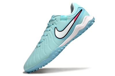 Men's Nike Tiempo Legend 10 Academy TF Artificial Turf Low-Tops Football Shoes - Jade/White/Pink