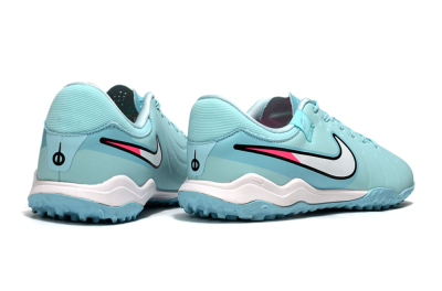 Men's Nike Tiempo Legend 10 Academy TF Artificial Turf Low-Tops Football Shoes - Jade/White/Pink