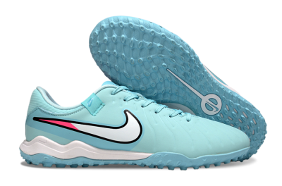 Men's Nike Tiempo Legend 10 Academy TF Artificial Turf Low-Tops Football Shoes - Jade/White/Pink