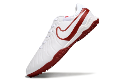 Men's Nike Tiempo Legend 10 Academy TF Artificial Turf Low-Tops Football Shoes - White/Red