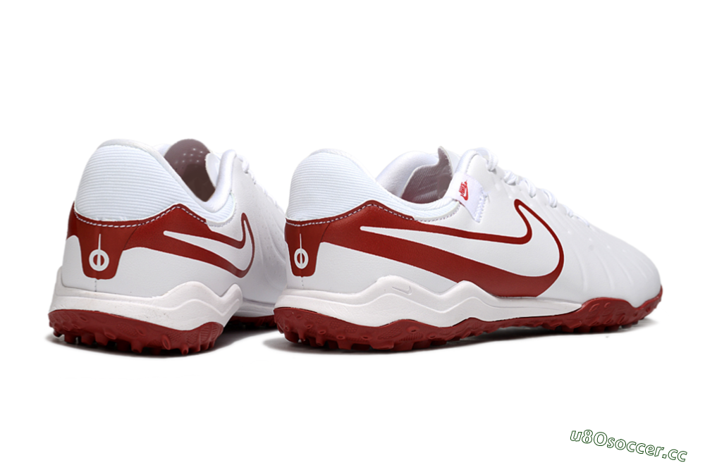 Men's Nike Tiempo Legend 10 Academy TF Artificial Turf Low-Tops Football Shoes - White/Red 6