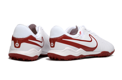 Men's Nike Tiempo Legend 10 Academy TF Artificial Turf Low-Tops Football Shoes - White/Red