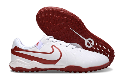 Men's Nike Tiempo Legend 10 Academy TF Artificial Turf Low-Tops Football Shoes - White/Red