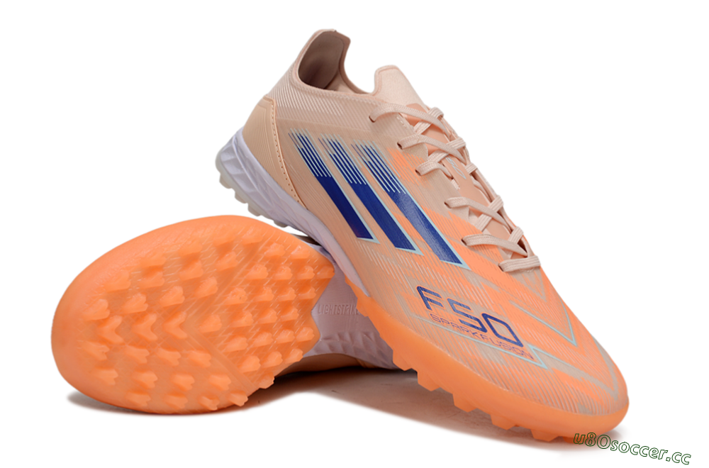 Men's Adidas F50 Elite TF Artificial Turf Low-Tops Football Shoes - Orange/Blue/White 3
