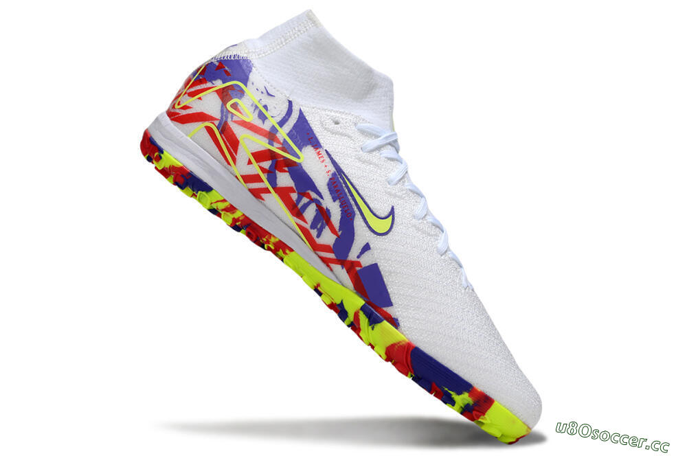 Unisex Nike Air Zoom Mercurial Superfly 10 Elite TF Artificial Turf High-Tops Football Shoes - White/Yellow/Purple/Red 4