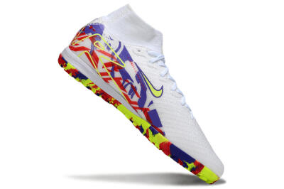 Unisex Nike Air Zoom Mercurial Superfly 10 Elite TF Artificial Turf High-Tops Football Shoes - White/Yellow/Purple/Red