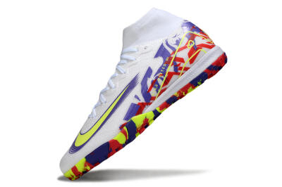 Unisex Nike Air Zoom Mercurial Superfly 10 Elite TF Artificial Turf High-Tops Football Shoes - White/Yellow/Purple/Red