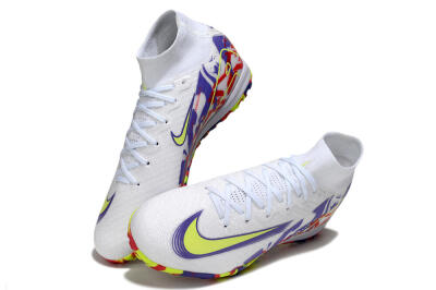 Unisex Nike Air Zoom Mercurial Superfly 10 Elite TF Artificial Turf High-Tops Football Shoes - White/Yellow/Purple/Red