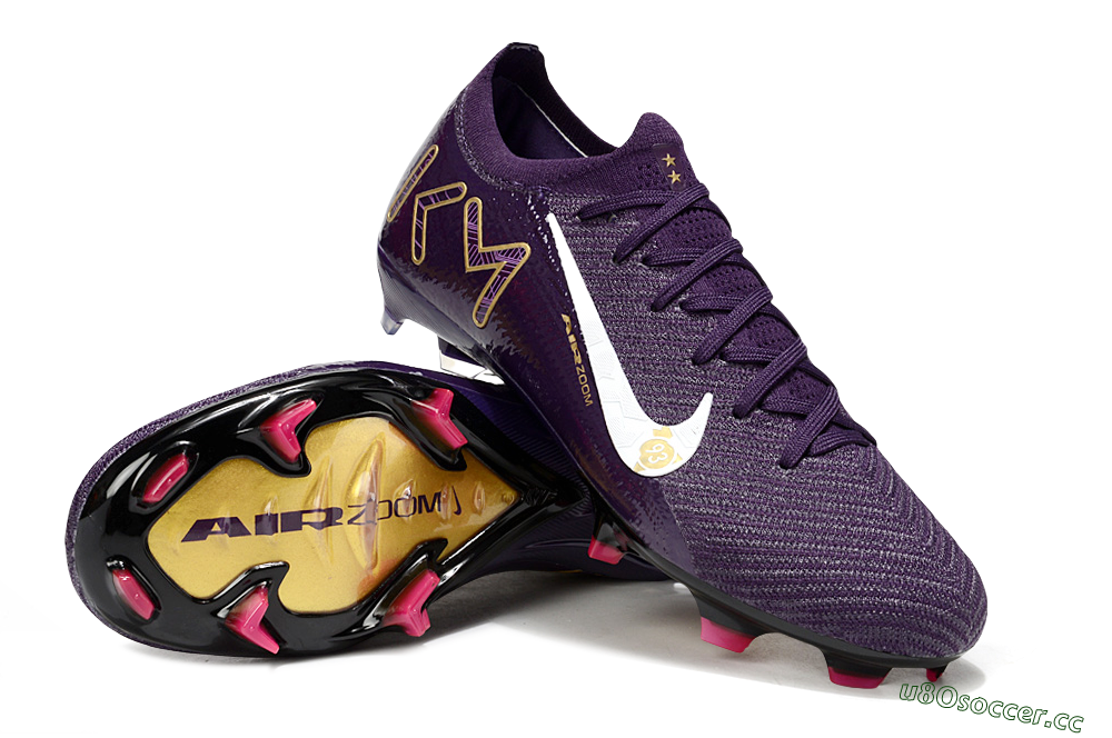 Men's Nike Air Zoom Mercurial Vapor 16 Elite FG Firm Ground Low-Tops Football Boots - Purple/White/Gold 4