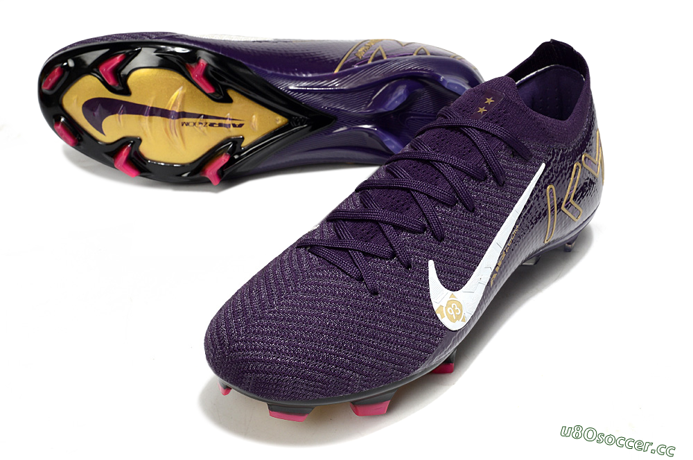 Men's Nike Air Zoom Mercurial Vapor 16 Elite FG Firm Ground Low-Tops Football Boots - Purple/White/Gold 3