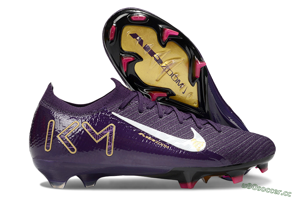 Men's Nike Air Zoom Mercurial Vapor 16 Elite FG Firm Ground Low-Tops Football Boots - Purple/White/Gold 2
