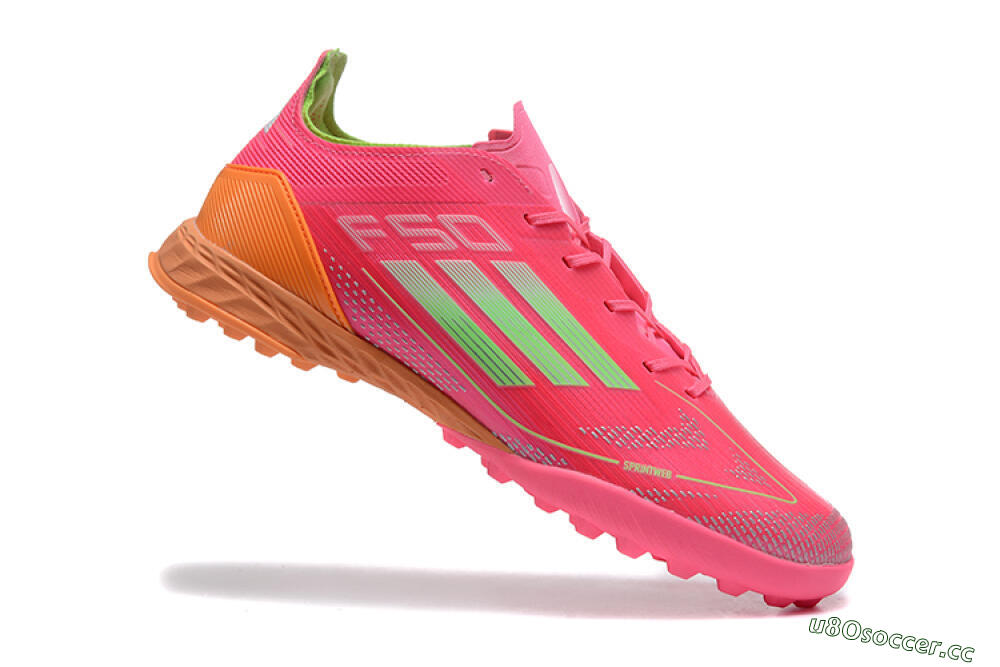 Unisex Adidas F50 Pro TF Artificial Turf Low-Tops Football Shoes - Red/Yellow/Orange 4