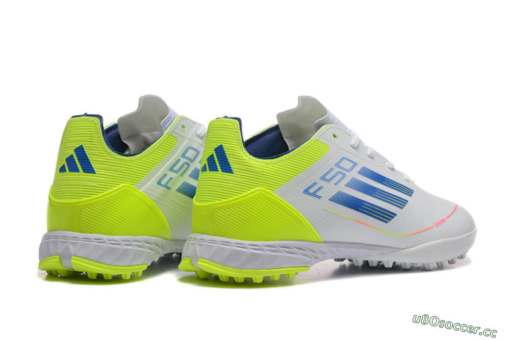 Unisex Adidas F50 Pro TF Artificial Turf Low-Tops Football Shoes - Grey/Blue/Yellow 5