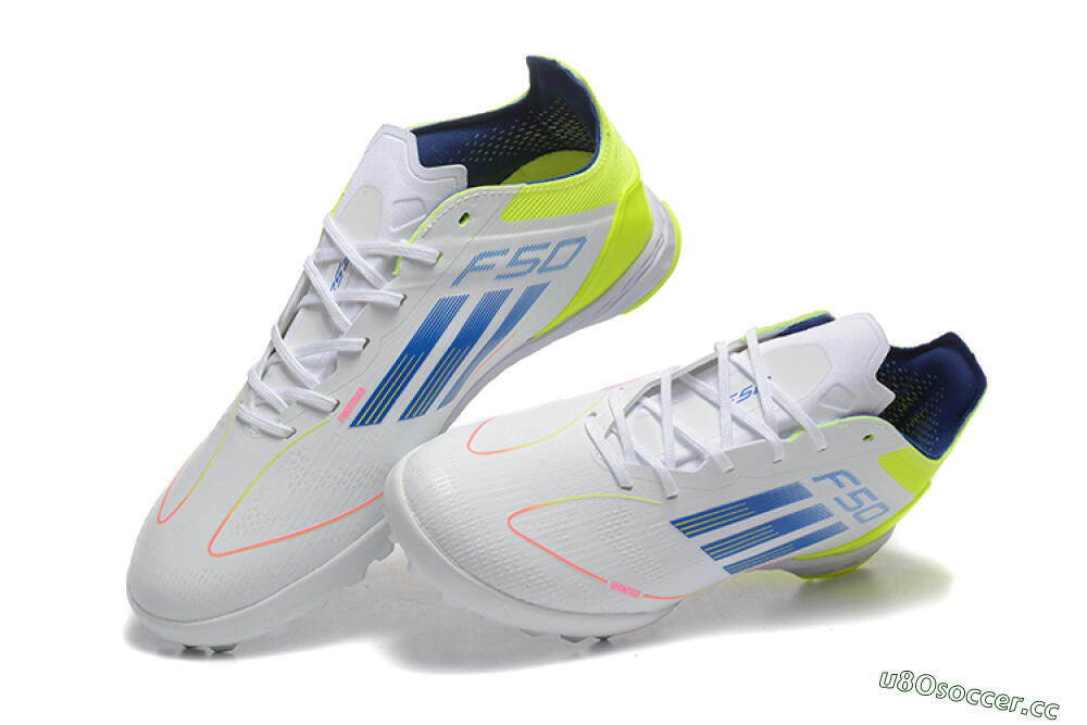 Unisex Adidas F50 Pro TF Artificial Turf Low-Tops Football Shoes - Grey/Blue/Yellow 3