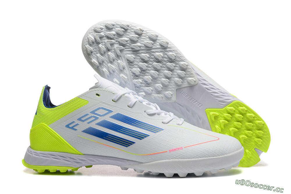 Unisex Adidas F50 Pro TF Artificial Turf Low-Tops Football Shoes - Grey/Blue/Yellow 2