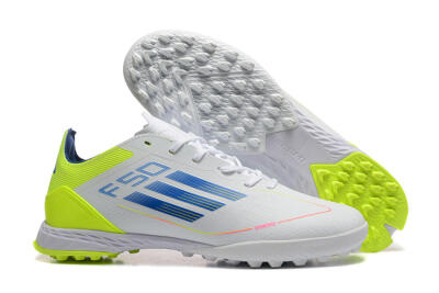 Unisex Adidas F50 Pro TF Artificial Turf Low-Tops Football Shoes - Grey/Blue/Yellow