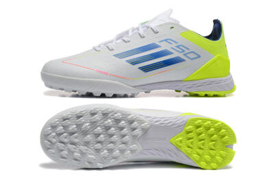 Unisex Adidas F50 Pro TF Artificial Turf Low-Tops Football Shoes - Grey/Blue/Yellow