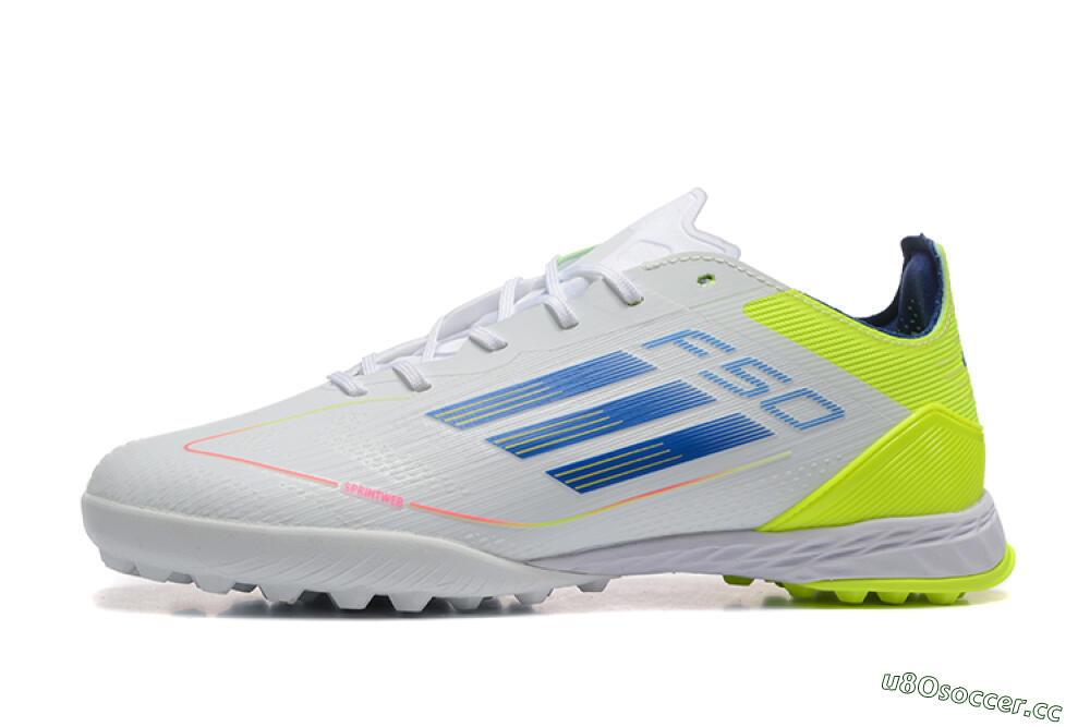 Unisex Adidas F50 Pro TF Artificial Turf Low-Tops Football Shoes - Grey/Blue/Yellow 0