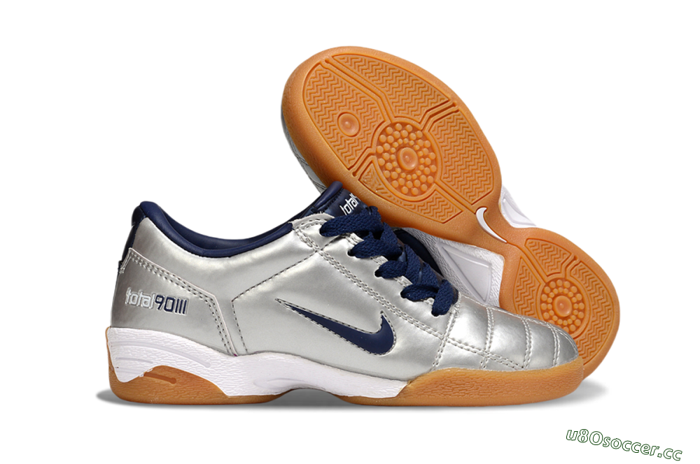 Kids Nike Total 90 III IC Indoor & Futsal Low-Tops Football Shoes - Silver/Blue 2