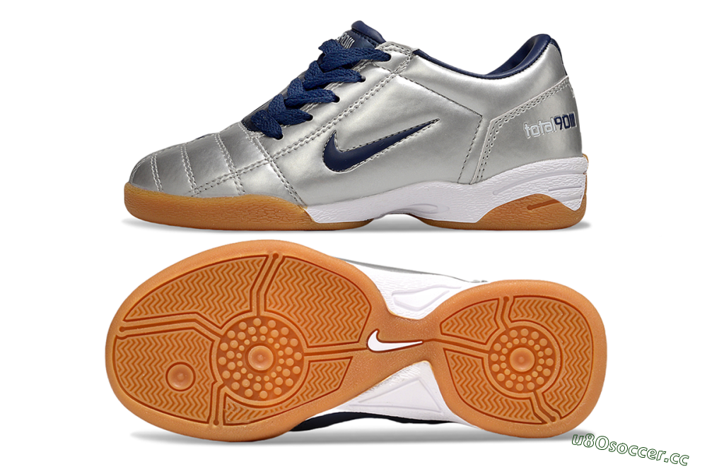 Kids Nike Total 90 III IC Indoor & Futsal Low-Tops Football Shoes - Silver/Blue 1