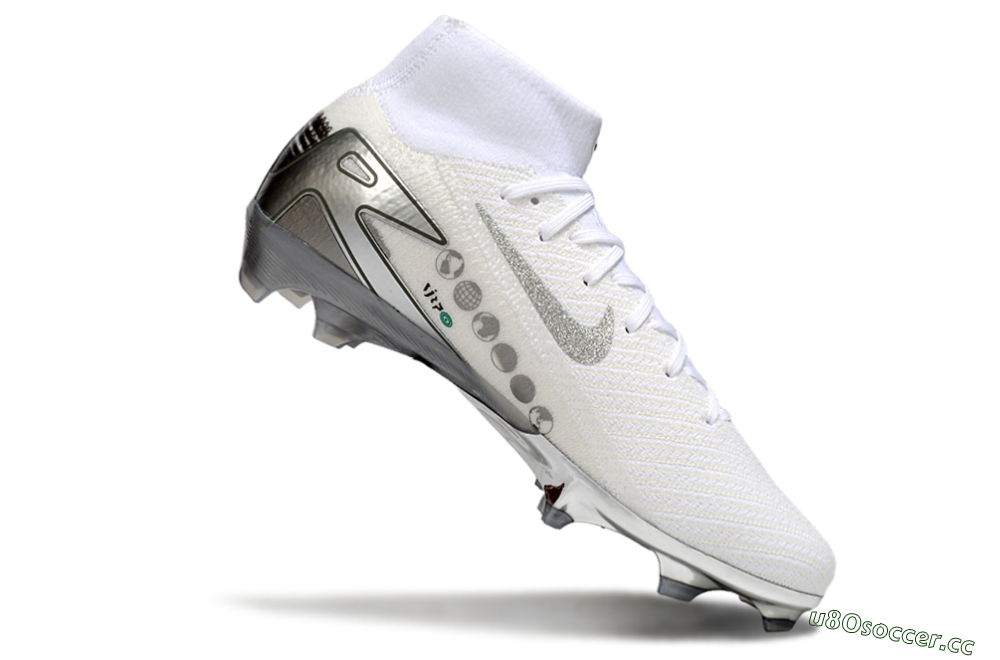 Unisex Nike Air Zoom Mercurial Superfly 10 Elite FG Firm Ground High-Tops Football Boots - Beige/White/Silver 5