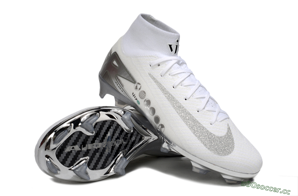Unisex Nike Air Zoom Mercurial Superfly 10 Elite FG Firm Ground High-Tops Football Boots - Beige/White/Silver 4