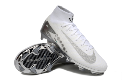 Unisex Nike Air Zoom Mercurial Superfly 10 Elite FG Firm Ground High-Tops Football Boots - Beige/White/Silver