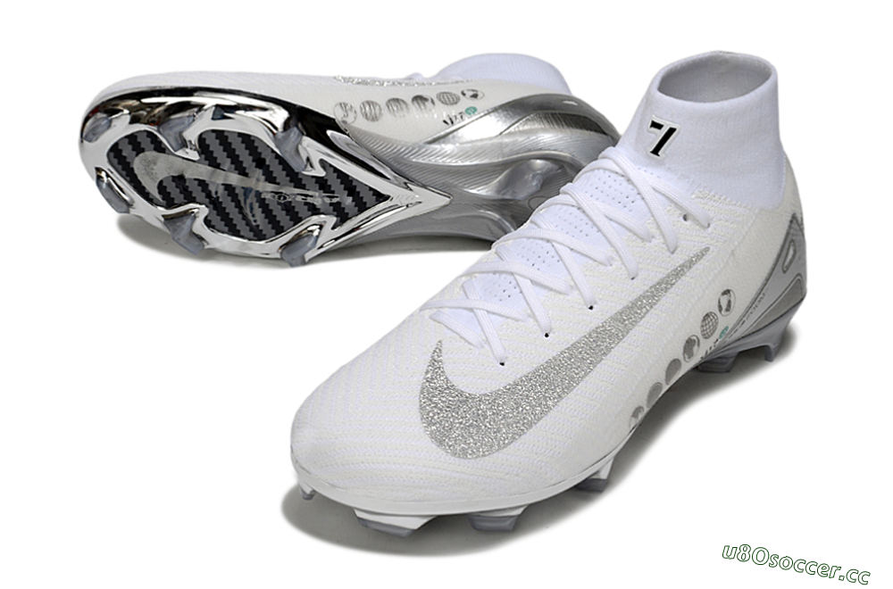 Unisex Nike Air Zoom Mercurial Superfly 10 Elite FG Firm Ground High-Tops Football Boots - Beige/White/Silver 3