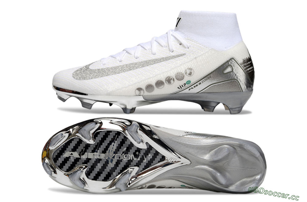 Unisex Nike Air Zoom Mercurial Superfly 10 Elite FG Firm Ground High-Tops Football Boots - Beige/White/Silver 1