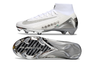 Unisex Nike Air Zoom Mercurial Superfly 10 Elite FG Firm Ground High-Tops Football Boots - Beige/White/Silver