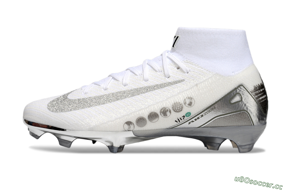 Unisex Nike Air Zoom Mercurial Superfly 10 Elite FG Firm Ground High-Tops Football Boots - Beige/White/Silver 0