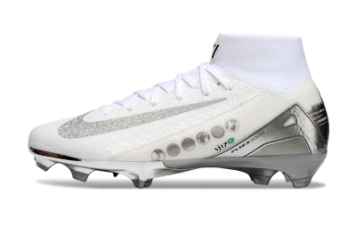 Unisex Nike Air Zoom Mercurial Superfly 10 Elite FG Firm Ground High-Tops Football Boots - Beige/White/Silver