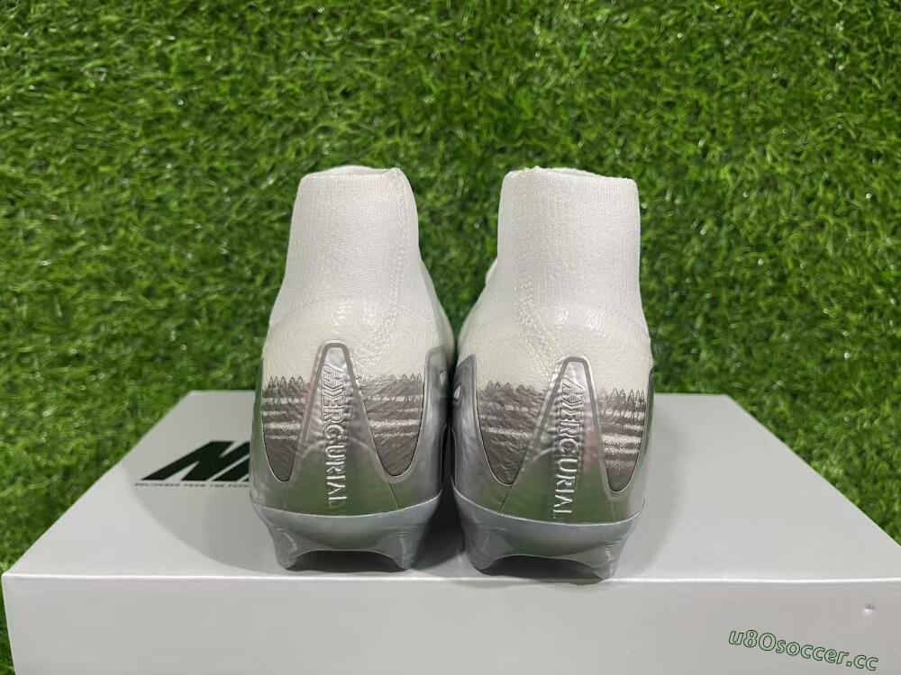 Unisex Nike Air Zoom Mercurial Superfly 10 Elite FG Firm Ground High-Tops Football Boots - Beige/White/Silver