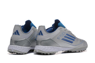 Men's Adidas F50 Pro TF Artificial Turf Low-Tops Football Shoes - Silver/Blue/White