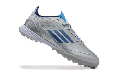 Men's Adidas F50 Pro TF Artificial Turf Low-Tops Football Shoes - Silver/Blue/White