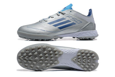 Men's Adidas F50 Pro TF Artificial Turf Low-Tops Football Shoes - Silver/Blue/White