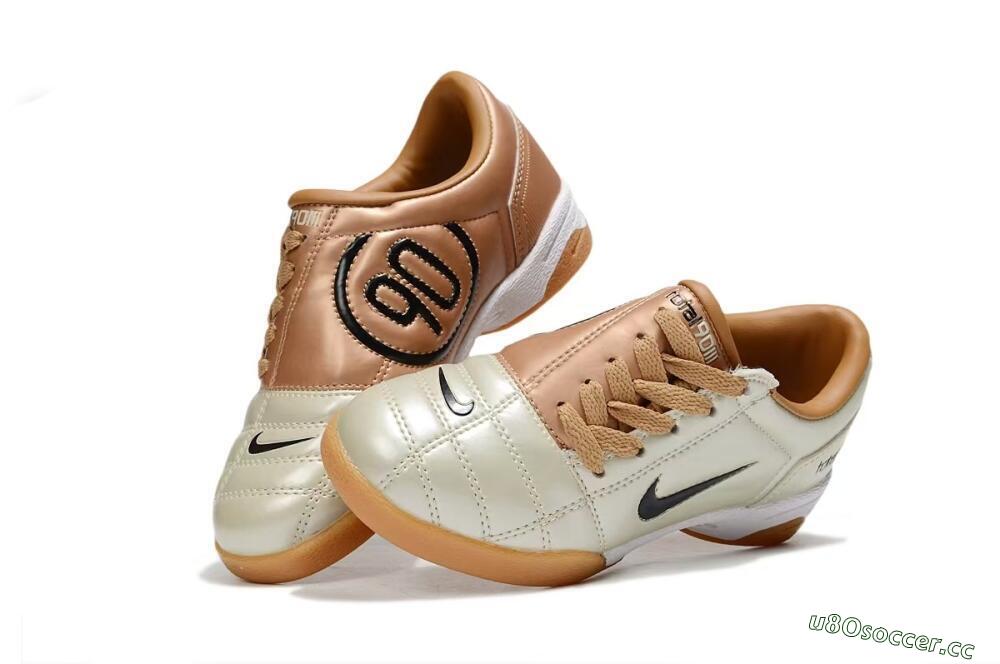 Kids Nike Total 90 III IC Indoor & Futsal Low-Tops Football Shoes - Beige/Black/White 3