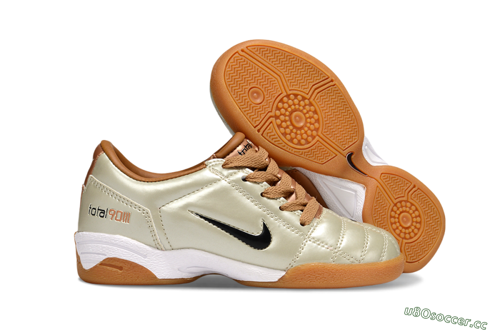 Kids Nike Total 90 III IC Indoor & Futsal Low-Tops Football Shoes - Beige/Black/White 2