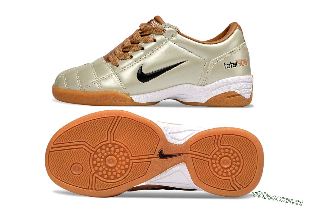 Kids Nike Total 90 III IC Indoor & Futsal Low-Tops Football Shoes - Beige/Black/White 1