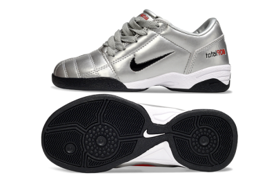 Kids Nike Total 90 III IC Indoor & Futsal Low-Tops Football Shoes - Silver/Black/White
