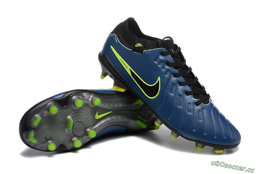 Men's Nike Tiempo Legend 10 Elite FG Firm Ground Low-Tops Football Boots - Blue/Black/Yellow 4