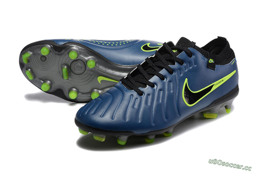 Men's Nike Tiempo Legend 10 Elite FG Firm Ground Low-Tops Football Boots - Blue/Black/Yellow 3